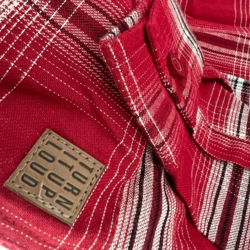 Boys shirt, size 11-12, red plaid, mangoon teen, brand new no tags